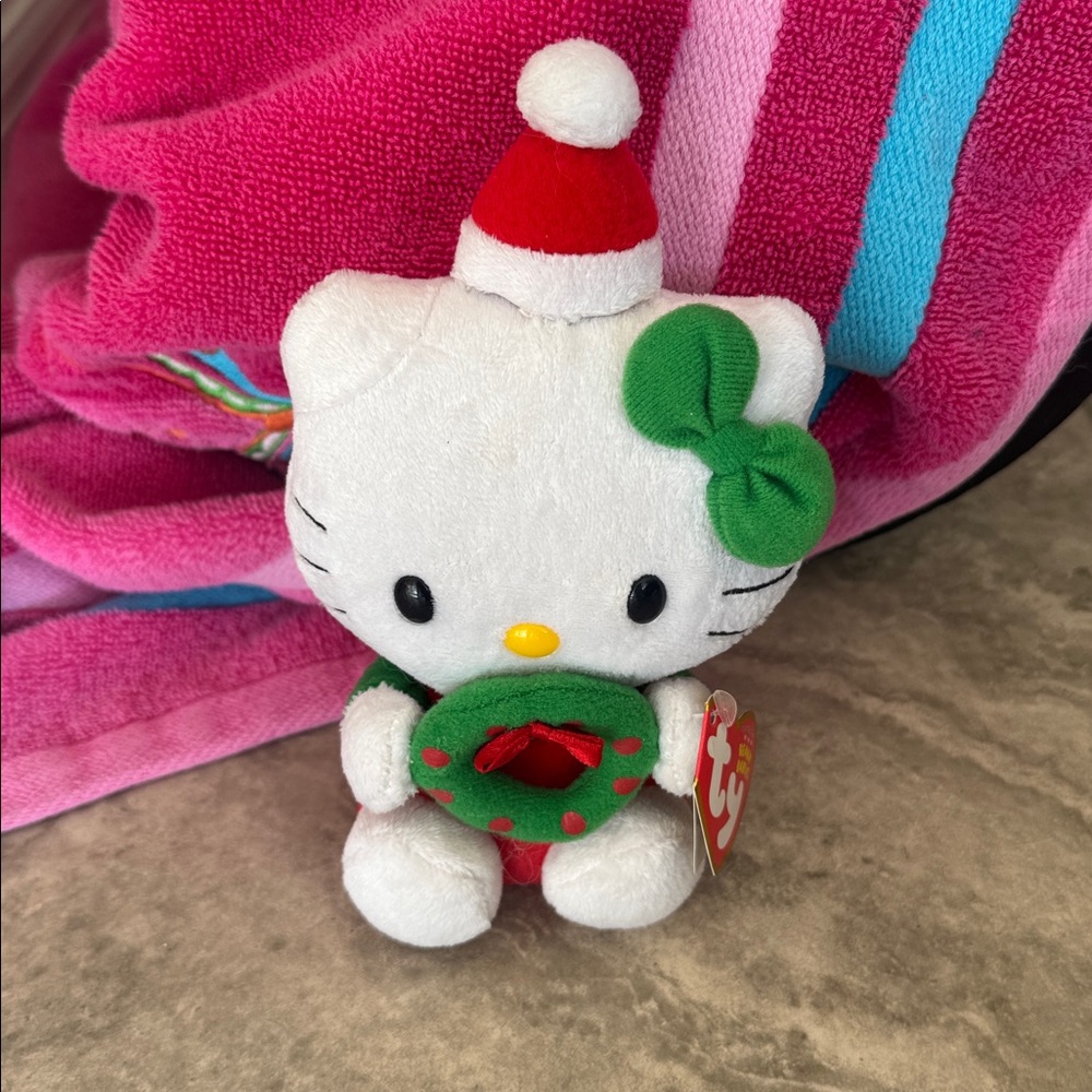 Ty Hello Kitty Beanie Baby Christmas themed